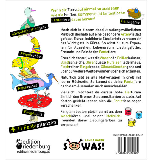 Ausmalspaß + Wissen: Fantatiere. Malbuch ab 6 Jahre. SOWAS!-Reihe (BC)