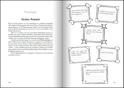 Wochenbett - Überlebenshandbuch, Tagebuch und Anker für die ersten Wochen nach der Geburt (Innenansicht)