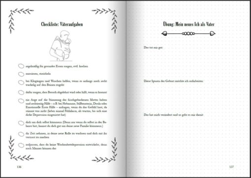 Wochenbett - Überlebenshandbuch, Tagebuch und Anker für die ersten Wochen nach der Geburt (Innenansicht)