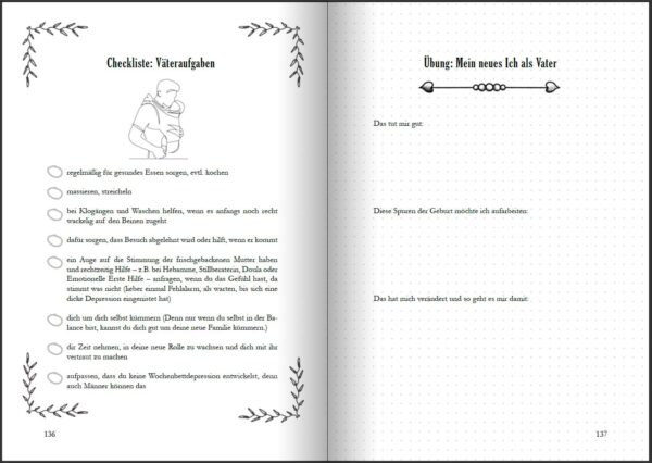 Wochenbett - Überlebenshandbuch, Tagebuch und Anker für die ersten Wochen nach der Geburt (Innenansicht)