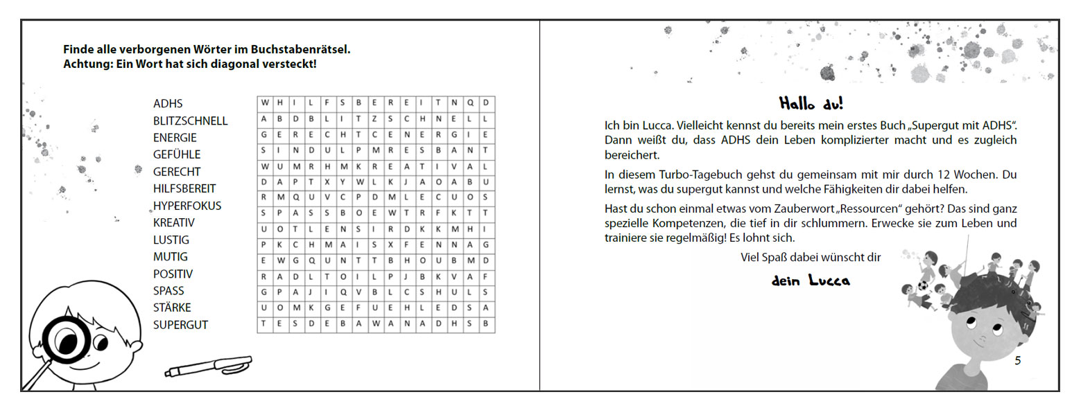 Supergut mit ADHS - Das Turbo-Tagebuch für deine Ressourcen (Innenansicht)