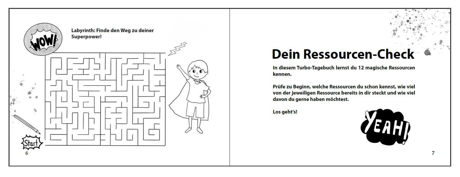 Supergut mit ADHS - Das Turbo-Tagebuch für deine Ressourcen (Innenansicht)