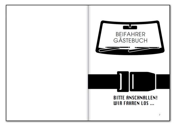 Endlich Auto! Beifahrer Gästebuch und Safety Guide (Innenansicht)
